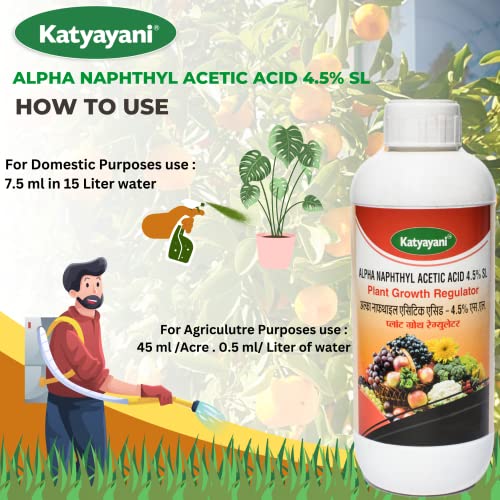Katyayani Alpha Naphthyl Acetic Acid 4.5% SL : Plant Growth Regulator - Improves Quality Yield of fruits (250ml x 2)