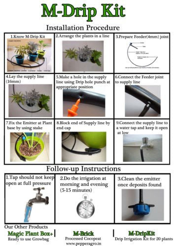 M DripKit Drip Irrigation Garden Watering 50 Plants Drip Kit (16mm Main Supply Line Pipe-25 Meters; 4mm Feeder Line Pipe-25 Meters)
