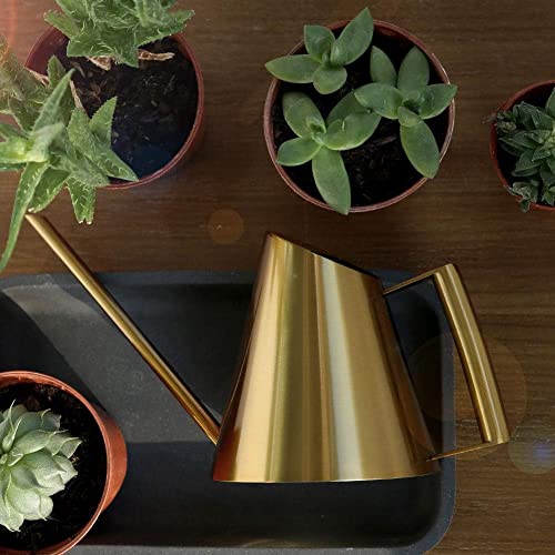 Ubersweet® Watering Can, 400ml/900ml/1500ml Stainless Steel Sprinkle Pot Long Mouth Garden Flowers Plants Flower Watering Tool for Indoor Outdoor Gardens Agriculture(400ml-gold)
