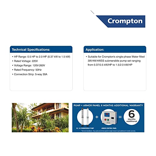 Crompton ARMOR1.5-DSU Single Phase Control Panel 1.5 HP
