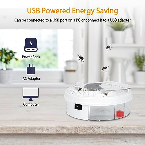 USB Powered Electric Fly Trap Automatic Fly Catcher Rotating Fly Killer Machine Pest Repellent Tool for Home Kitchen Restaurant