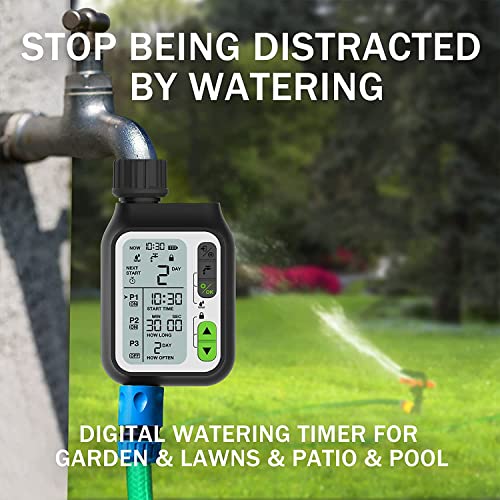 Pinolex® Sprinkler Water Timer with 3 Separate Watering Programs and Rain Auto Sensor Function, Garden Lawn Hose Faucet Timer Irrigation System Controller/Child Lock/Rain Barrel/3.5" Screen/IPX5 India