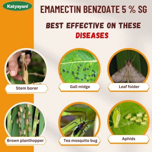 Katyayani Ema5 Emamectin Benzoate 5% SG Insecticide for Plants & Home Garden Best for Control Boll worms Fruit & Shoot Borer Diamondback moth Tea Looper Insect for Cotton Okra (1 Kg (250g X 4))