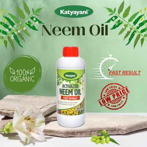 Katyayani Activated Neem Oil for Plants Garden Kitchen Insect Spray Pest Control Organic Pesticide Fast Results | 900 ML | 900ml x 1 |