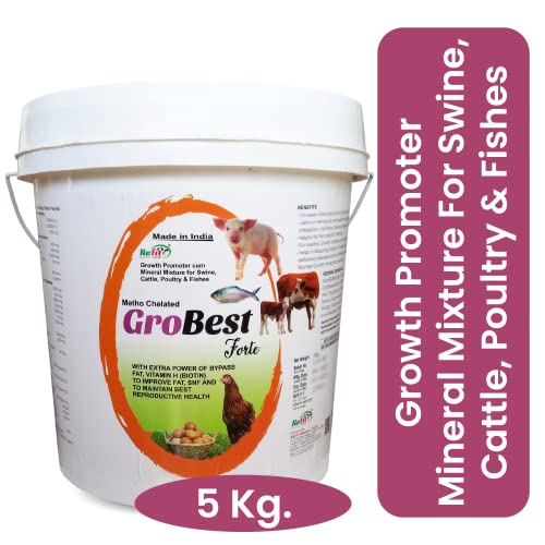 REFIT ANIMAL CARE Metho Chelated Mineral Mixture Powder for Cow, Poultry & Fish, 5 Kg, GroBest Forte