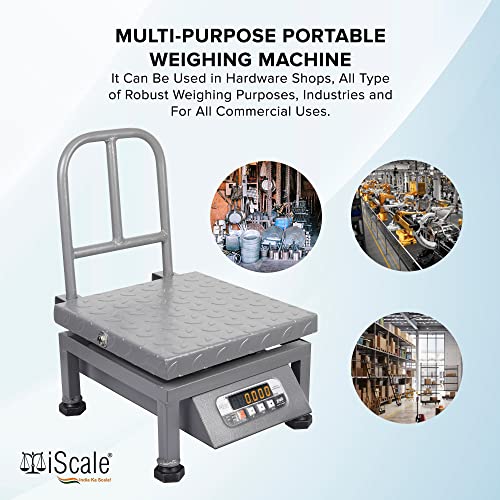 iScale i-21 क्षमता 50kg x 5g एक्यूरेसी, पोर्टेबल/मोबाइल डिजिटल वेइंग स्केल फ्रंट बैक डबल रेड डिस्प्ले और डिटैचेबल हैंडल के साथ, हेवी-ड्यूटी माइल्ड स्टील पैन, 12x12" सभी कमर्शियल उपयोग के लिए