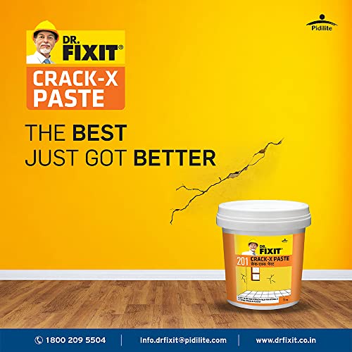 डॉ. FIXIT 201 Crack X पेस्ट, छतावरील अंतर्गत आणि बाह्य पृष्ठभागावरील क्रॅकसाठी क्रॅक फिलर वापरण्यासाठी सज्ज, भिंत, उत्कृष्ट बाँडिंगसह लवचिक पुट्टी - 1Kg