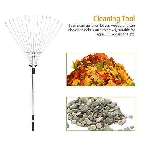 Leaf Rake, Garden Rake, Retractable Non-Slip Handle for Agriculture Homes