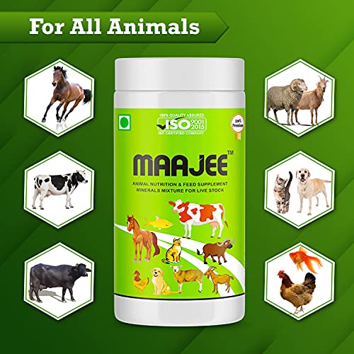 MAAJEE Animal Feed Supplement Minerals Mixture - Improvement in Milk Fat & SNF Content | Weight Gainer for All Animals Pack of 6 (908gm Each)