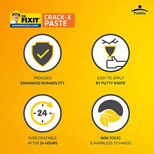 डॉ. FIXIT 201 Crack X पेस्ट, छतावरील अंतर्गत आणि बाह्य पृष्ठभागावरील क्रॅकसाठी क्रॅक फिलर वापरण्यासाठी सज्ज, भिंत, उत्कृष्ट बाँडिंगसह लवचिक पुट्टी - 1Kg