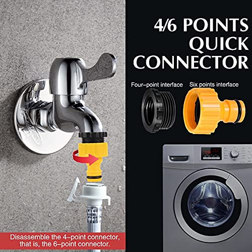 Pinolex® 3/4 Inch Garden Hose Extended Quick Connector Car Wash Water Pipe Fittings Repair Coupling Joints and 1PC 1/2" and 3/4" Tap Adaptor