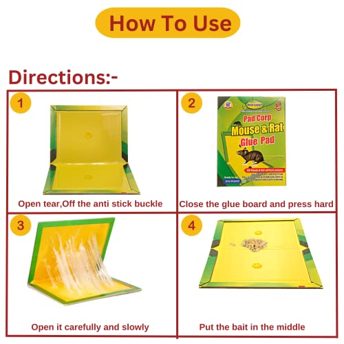 Pad Corp Mouse Trap Pad Heavy Gum Mouse Insect Rodent Lizard Trap Rat Catcher Adhesive Sticky Glue Pad Non Poisonous Big Size 21CM X 16CM X 1CM (Pack of 5Pcs)
