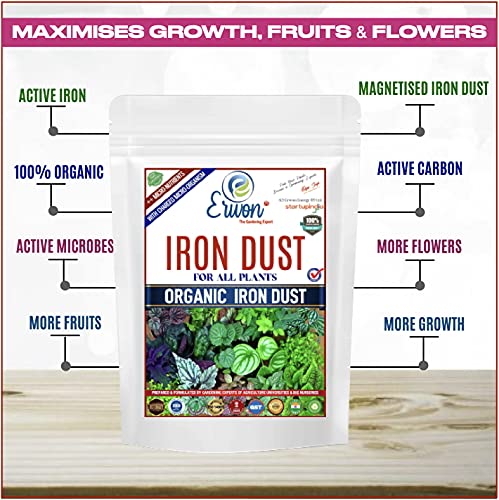 Erwon® Organic Iron Dust for All Plants, Magnetic Iron Oxide Powder for Overall Growth of Plants (400 gm)