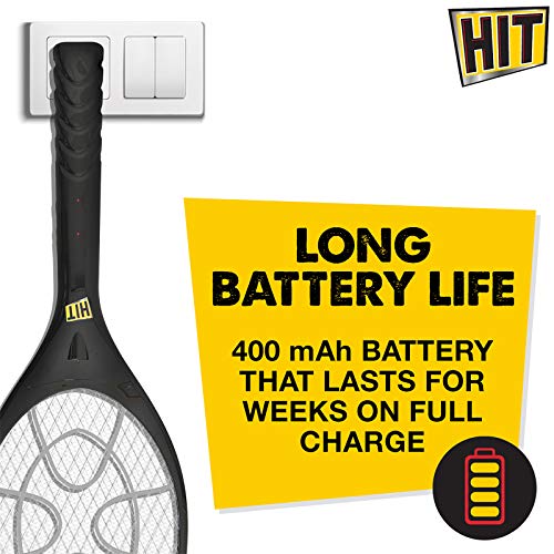 HIT Anti Mosquito Racquet Rechargeable Insect Killer Bat with LED Light, Black