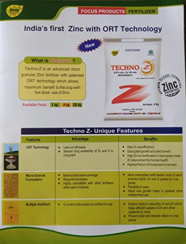 techno z is advance technical grade fertilizer that contains zinc and sulphur. It is a micro-granule fertilizer with ORT technology.