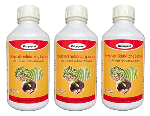 Katyayani phosphorus Solubilizing Fertilizer ( 5 x 10*8 CFU ml/min ) for all Plants and Home Garden phosphorus Provider Eco Friendly Liquid fixing Bacteria Recommended by NPOP for Organic Farming - 3 X 1 Litre Pack