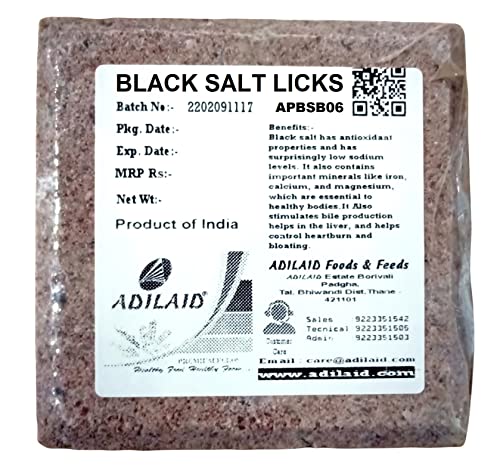 ADILAID प्रीमियम ब्लैक साल्ट लिक्स ब्लॉक बकरी और भेड़ के लिए (6 ब्लॉक का पैक) 800 ग्राम प्रत्येक