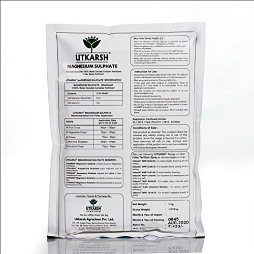 उत्कर्ष मैग्नीशियम सल्फेट (900GM)(एप्सोम नमक)(MgSO4.7H2O) (मैग्नीशियम)-9.6% (सल्फर-12%)