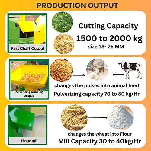 SWADESI KRAFTS 3 in 1 Grass Cutting Machine for Cow (Chaff Cut, Pulverizer, Flour Mill) Without Motor (Useful for 15 to 25 Animals) F4