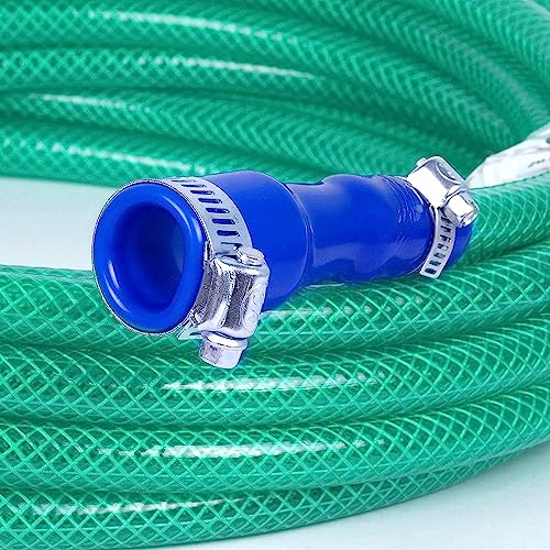 Cloud Moon Heavy Duty Highly Durable PVC Green Braided Water Hose Pipe with 8 Pattern Nozzle Sprayer & 3 clamps(1/2 Inch) (5 Meters)