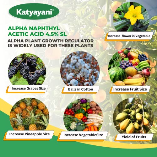 Katyayani Alpha Naphthyl Acetic Acid 4.5% SL : Plant Growth Regulator - Improves Quality Yield of fruits (250ml x 2)