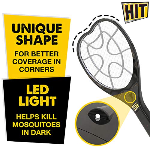 HIT Anti Mosquito Racquet Rechargeable Insect Killer Bat with LED Light, Black