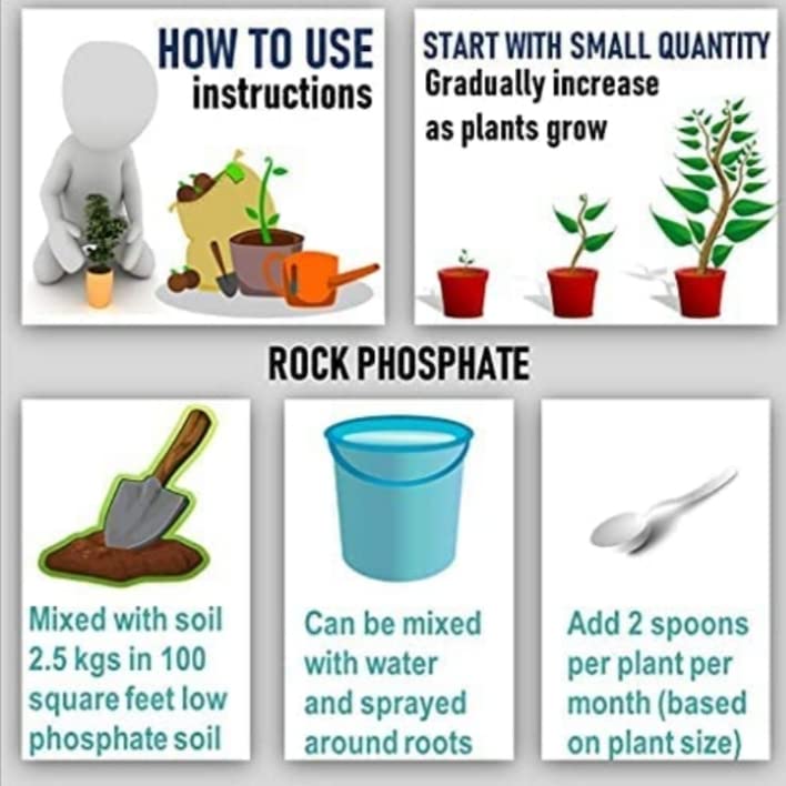 Organic Plant Rock Phosphate Essential Fertilizer All Purpose Powder for Fruiting and Flowering Plants (10)