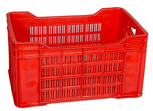 Nilkamal Plastic Rectangular Multipurpose/Vegetable/Fruit/Fish Crate (542 x 360 x 300 mm, Random Colour) Pack of 3