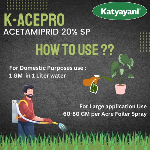 Katyayani Acetamiprid 20% SP कीटनाशक कीटनाशक थ्रिप्स व्हाइटफ्लाई जैसिड एफिड्स लीफहॉपर्स लीफमिनर्स स्केलपेस्ट इन्सेक्ट किलर बागवानी पौधों और कृषि फसलों के लिए (5 KG (250g x 20))