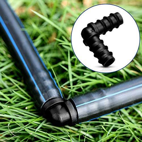 Pinolex® Irrigation Accessories Fittings Elbow Corner 90 for 1/2 Online Lateral Drip Tubing Barbed Connectors 16mm .520 ID and Compatible or Sprinkler Systems (Pack of 50)