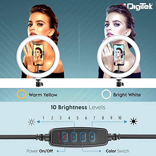 DIGITEK® (DRL-14C) प्रोफेशनल (31cm) यूट्यूब, फोटो-शूट, व्हिडिओ शूट, लाइव्ह स्ट्रीम, मेकअप, व्लॉगिंग आणि अधिकसाठी ट्रायपॉड स्टँड आणि मिनी ट्रायपॉडसह ड्युअल टेम्परेचर एलईडी रिंग लाइट
