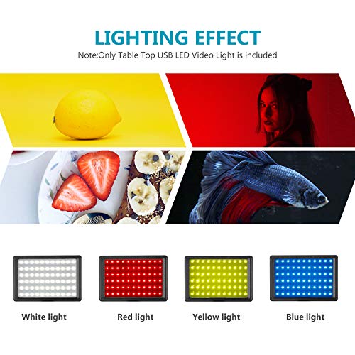 Neewer 2 Packs Dimmable 5600K USB LED Video Light with Adjustable Tripod Stand/Color Filters for Tabletop/Low Angle Shooting, Colorful LED Lighting, Product Portrait YouTube Video Photography