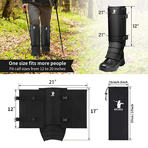 GearOZ Snake Gaiters, Waterproof Snake Guards for Lower Legs, Snake Bite Protection Chaps with 12 Individual PE Panels for Hunting Hiking and Farm Working