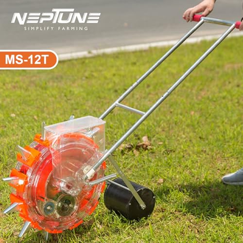 Neptune Simplify Farming Hand Operated Agricultural Manual Seeder, 12 Teeth Seed Planter, Single Row Type Roller Plant Seeder, Seeding Machine Suitable for Multiple Agriculture Seeds