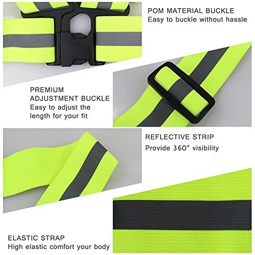 Okayji Safety Reflective Adjustable Cross Belt High Visibility Gear Stripe Vest Running Walking Construction for Men and Women