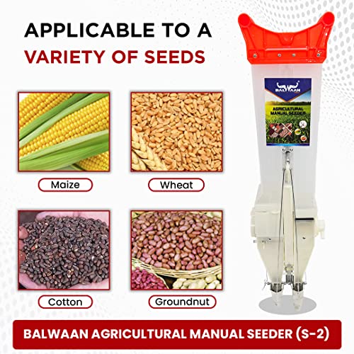 Balwaan Agricultural Manual Seeder S-2 | Double Barrel Hand Operated Seeding Tool | Plant Seeder, for Sowing Seeds and applying Fertilizer