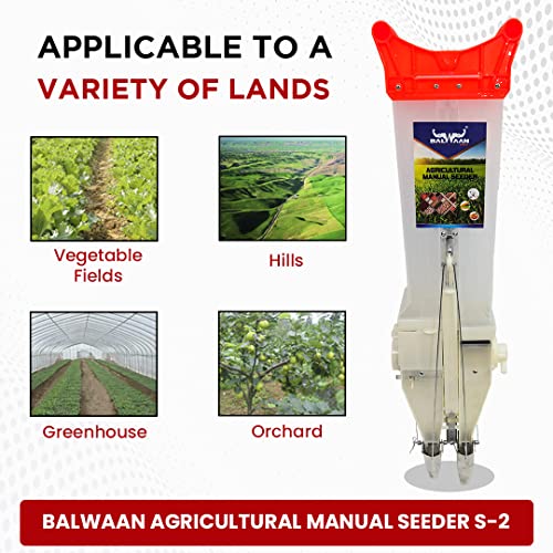 Balwaan Agricultural Manual Seeder S-2 | Double Barrel Hand Operated Seeding Tool | Plant Seeder, for Sowing Seeds and applying Fertilizer