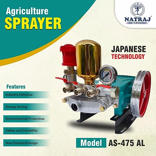 Ballorex Natraj AS-475 AL Agriculture Sprayer Pump with 1200 RPM speed and 11.5 KG weight, flow 60L/M. (8"Pulley)