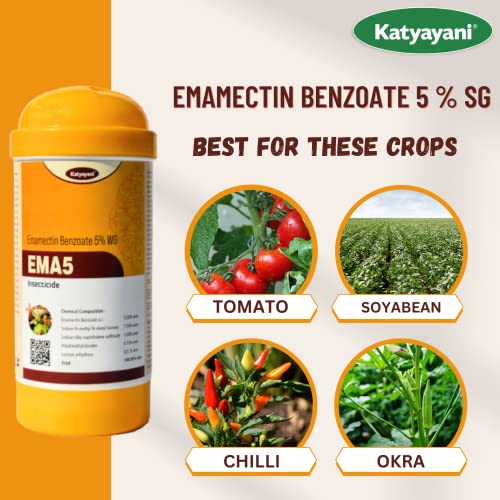 Katyayani Ema5 Emamectin Benzoate 5% SG Insecticide for Plants & Home Garden Best for Control Boll worms Fruit & Shoot Borer Diamondback moth Tea Looper Insect for Cotton Okra (1 Kg (250g X 4))