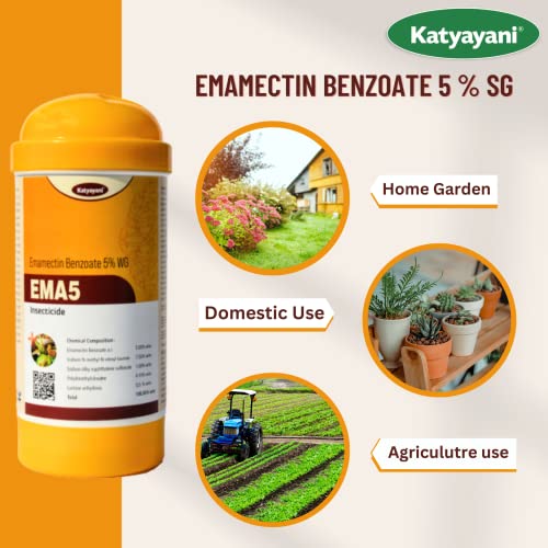 Katyayani Ema5 Emamectin Benzoate 5% SG Insecticide for Plants & Home Garden Best for Control Boll worms Fruit & Shoot Borer Diamondback moth Tea Looper Insect for Cotton Okra (1 Kg (250g X 4))