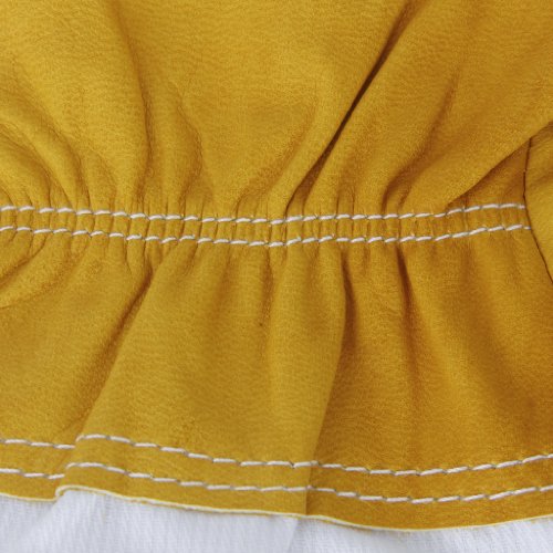 Pair Protective Beekeeping Gloves, Goatskin Bee Keeping with Vented Long Sleeves - Yellow and White, 50cm, 19.68 inch