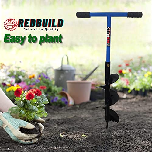 REDBUILD™ Adjustable Earth Auger Hole Digger, 6-Inch Manual Earth Auger | Long Blade Machine for Digging Soil | Farming Tools Ideal for Agriculture
