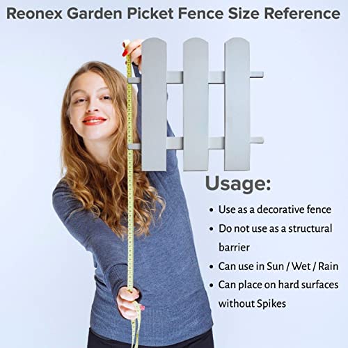 REONEX गार्डन बाड़/पिकेट बाड़ - पौधे विभाजन बाड़ (मिट्टी डालने के लिए स्पाइक के साथ) ठोस डब्ल्यूपीसी सामग्री, पॉलीविनाइल क्लोराइड - सफेद - 6 रनिंग फीट कवरेज (6 का सेट)