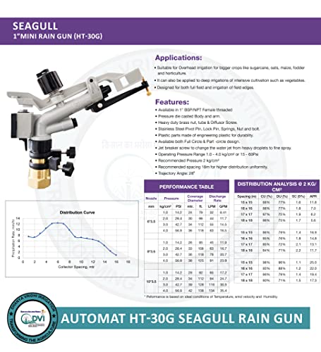 RAINGUN COMPLETE SET WITH HT30G AUTOMAT SEAGULL RAIN GUN, COMPLETE CONNECTOR , 4FT (ISI) GI RISER PIPE | 3LEG HEAVY DUTY STAND (C TYPE SPRINKLER ADAPTER SET, 50MM (1.5"INCH))