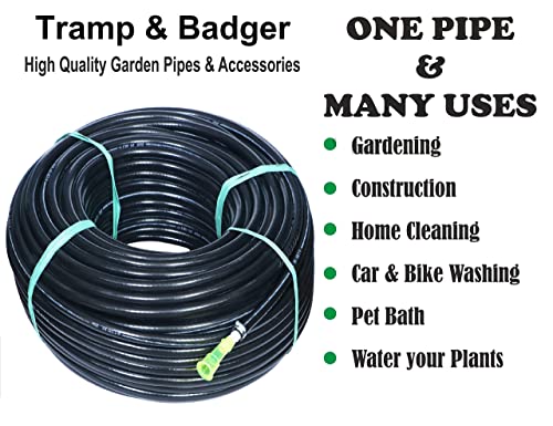 Tramp & Badger Heavy Duty Braided Water Hose Pipe with Water Spray Gun (0.5 Inch, Length: 10 Meters, Black)
