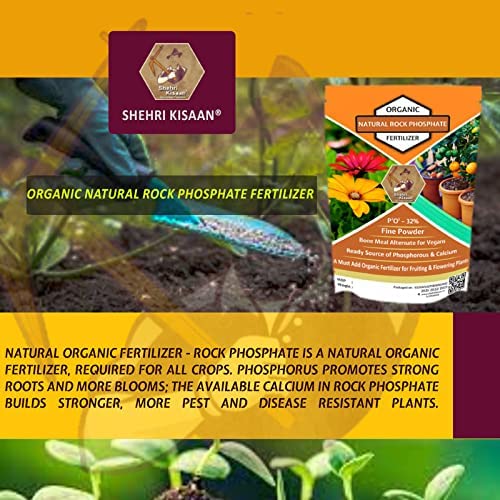 Shehri Kisaan® Rock Phosphate Natural- 5Kg | Organic Fertilizer for Fruiting & Flowering Plants | Slow Release Fertilizer Best Substitute for Bone Meal | High Concentration 00 32 00 Formulation