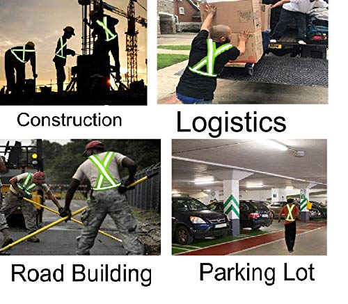 Okayji Safety Reflective Adjustable Cross Belt High Visibility Gear Stripe Vest Running Walking Construction for Men and Women