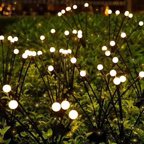 XERGY Solar Garden Firefly Lights 8 LEDs X 2 Outdoor Waterproof Landscape Decoration Lights, Yard, Balconies, Terrace, Parties (Warm White, Pack of- 2)