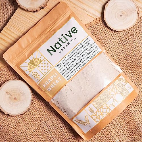 Native Organica "Hand Chakki Khapli Whole Wheat Flour (3 Kg) | Wheat Flour | High Dietary Fiber for Easy Digestion | Stoneground Emmer Wheat Flour | Khapli Atta"
