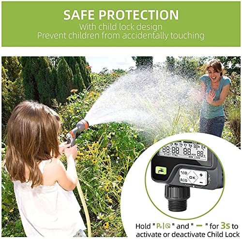 Pinolex® Sprinkler Drip Smart Rain Sensor Water Timer Controller Equipment Gardening Outdoor Hose with Manual Automatic Delay Mode Watering System 6 Irrigation Modes Memory for Lawn Farming Terrace